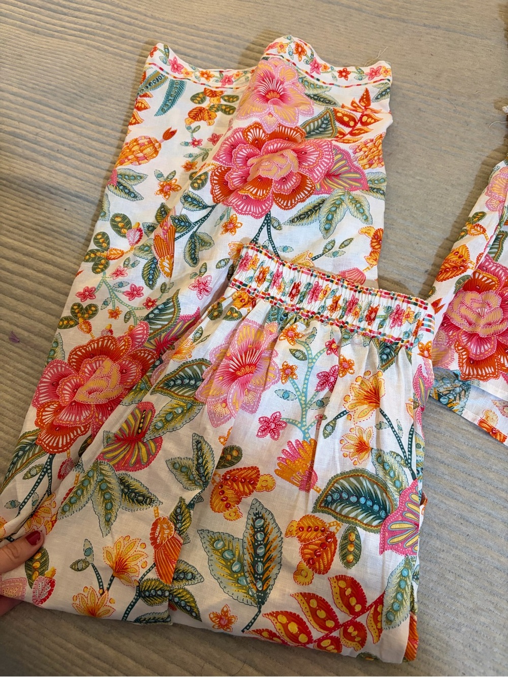 NWT Rachel Zoe 2 Pc Floral Linen Blend Top Pants Set Large Boho Cottagecore - Picture 3 of 5